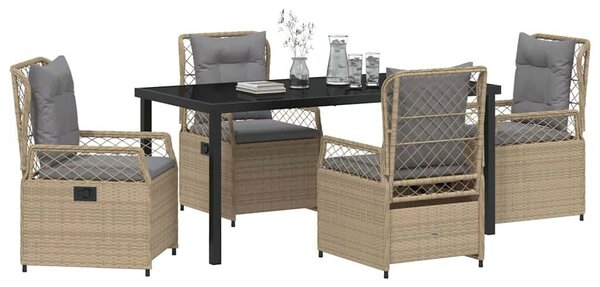 Kert étkező szett 5 pcs Beige és Világosszürke polirattan