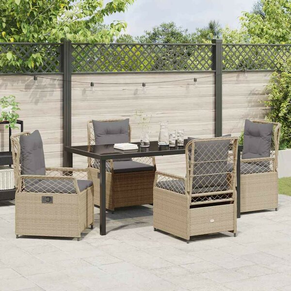 Kert étkező szett 5 pcs Beige és Világosszürke polirattan