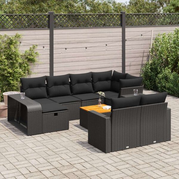 VidaXL Polyrattan Kerti Ülőgarnitúra - 11 részes - Fekete
