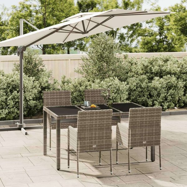 Polyrattan Kerti Étkezőgarnitúra - 5 részes - Szürke