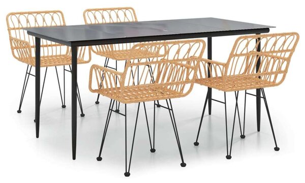 5 részes polyrattan kerti étkezőgarnitúra