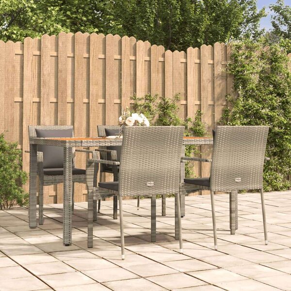 Polyrattan Kerti Étkezőgarnitúra - 5 részes - Szürke