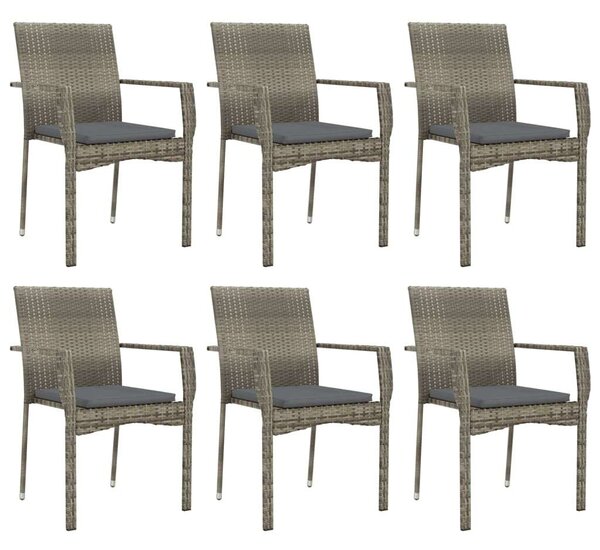 7 részes szürke polyrattan kerti étkezőgarnitúra párnával
