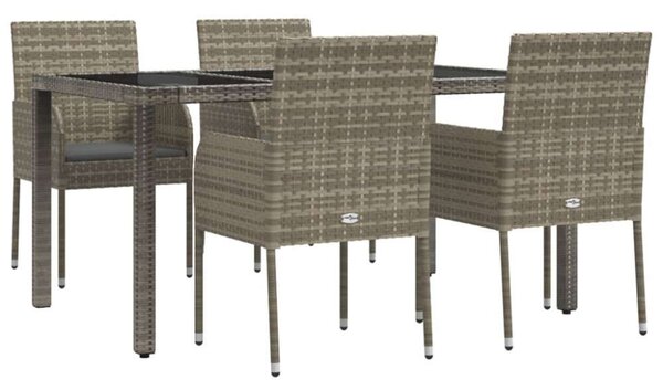 Polyrattan Kerti Étkezőgarnitúra - 5 részes - Szürke
