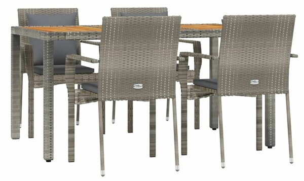 Polyrattan Kerti Étkezőgarnitúra - 5 részes - Szürke