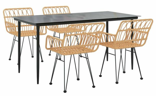 5 részes polyrattan kerti étkezőgarnitúra