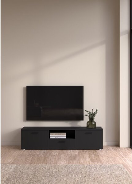 Fekete TV-állvány 147x38 cm Media – Tvilum