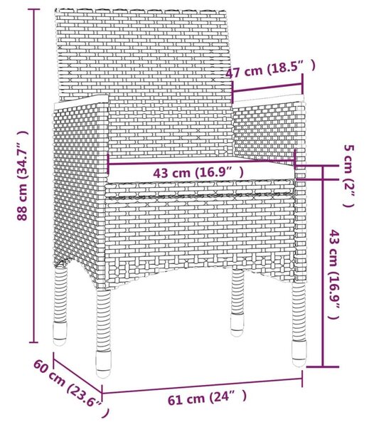 Polyrattan Kültéri Étkezőgarnitúra - 7 részes - Szürke