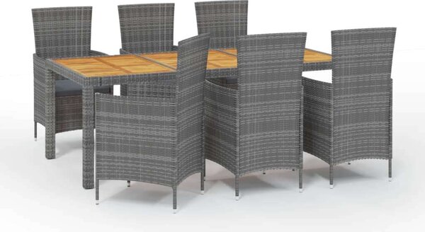 Polyrattan Kültéri Étkezőgarnitúra - 7 részes - Szürke
