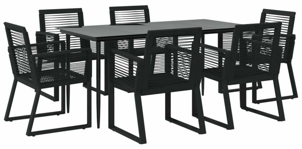 7 részes fekete pvc rattan kerti étkezőgarnitúra
