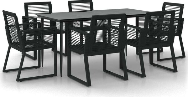 7 részes fekete pvc rattan kerti étkezőgarnitúra