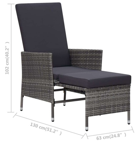 Polyrattan Kerti Ülőgarnitúra - 3 részes - Szürke