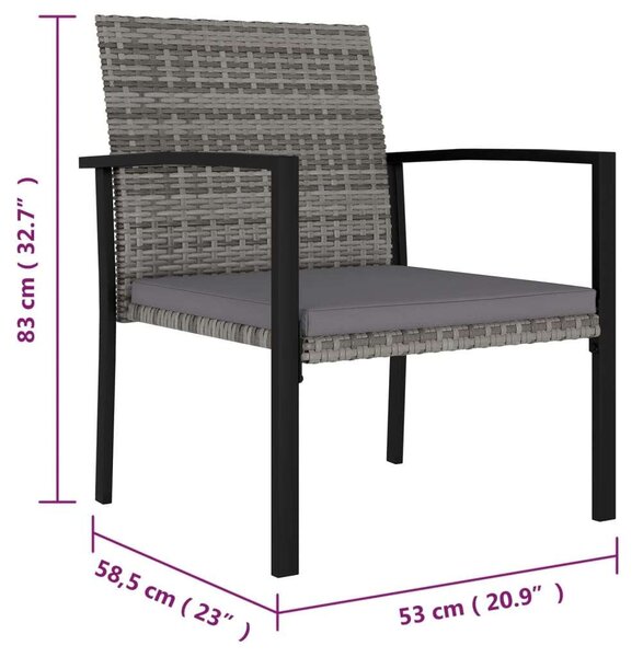 Polyrattan Kerti Étkezőgarnitúra - 5 részes - Szürke