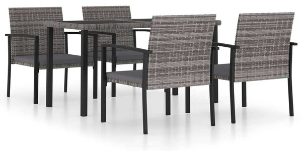 Polyrattan Kerti Étkezőgarnitúra - 5 részes - Szürke