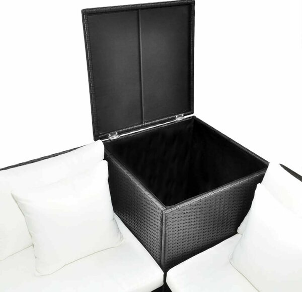 VidaXL Kerti Ülőgarnitúra - 4 részes - Fekete Polyrattan