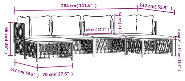 Kültéri Ülőgarnitúra - 6 részes - Antracitszürke