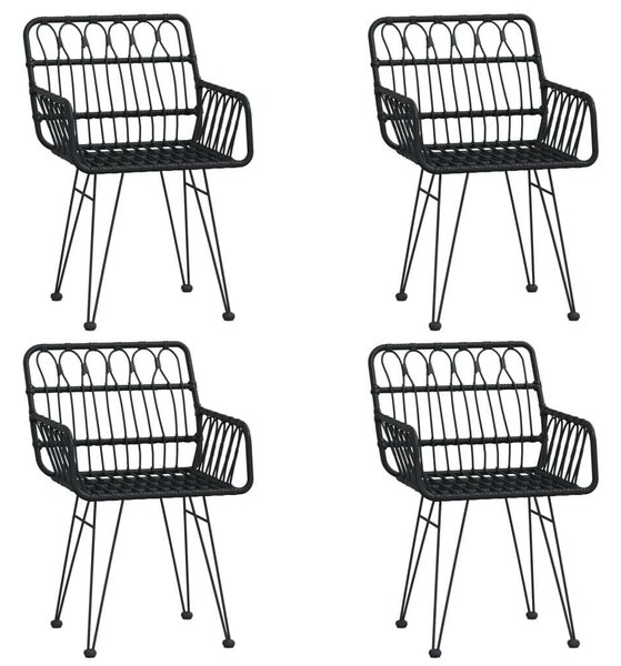 5 részes fekete polyrattan kerti étkezőgarnitúra
