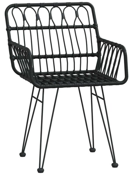 5 részes fekete polyrattan kerti étkezőgarnitúra