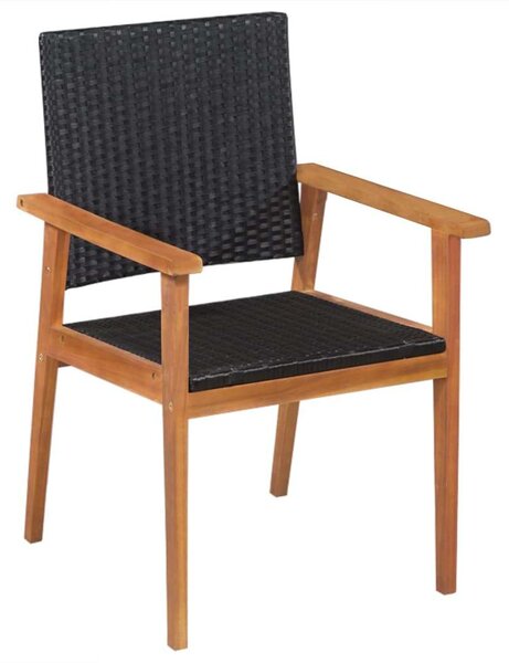 5 részes Kültéri Polyrattan Étkezőgarnitúra - Fekete-Barna