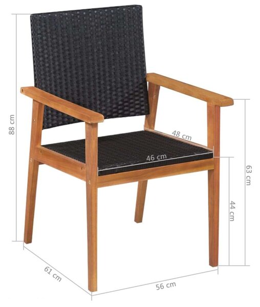 5 részes Kültéri Polyrattan Étkezőgarnitúra - Fekete-Barna