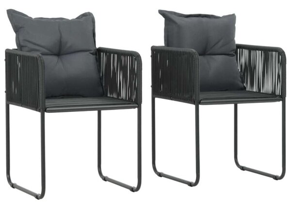 VidaXL 3 részes fekete PVC rattan kerti étkezőgarnitúra