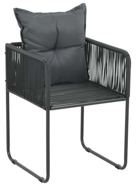 VidaXL 3 részes fekete PVC rattan kerti étkezőgarnitúra