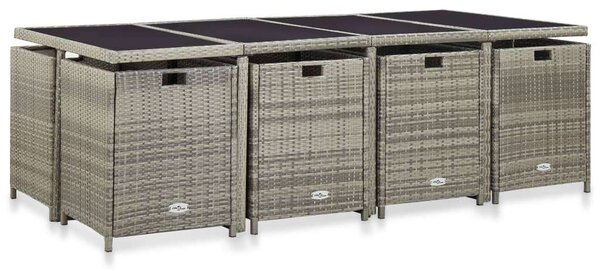 VidaXL 13 részes bézs polyrattan kültéri étkezőszett párnákkal