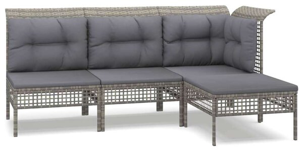 VidaXL 4 részes szürke polyrattan kerti ülőgarnitúra párnákkal