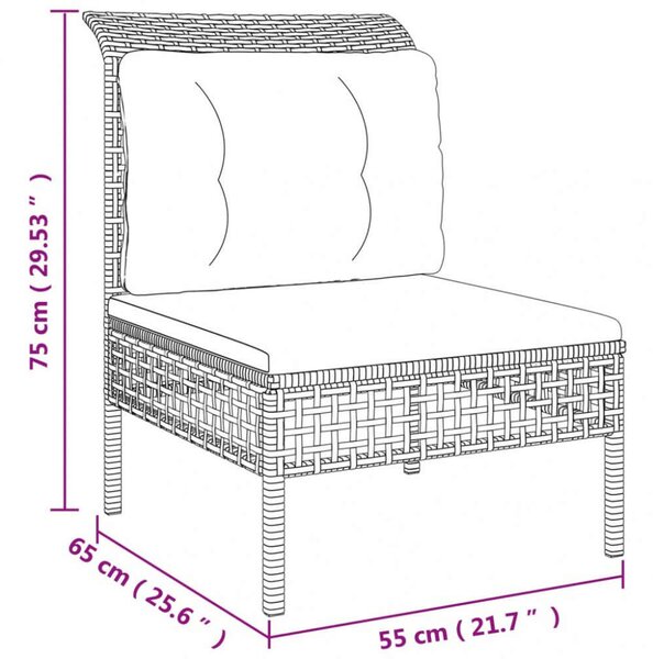 VidaXL 4 részes szürke polyrattan kerti ülőgarnitúra párnákkal