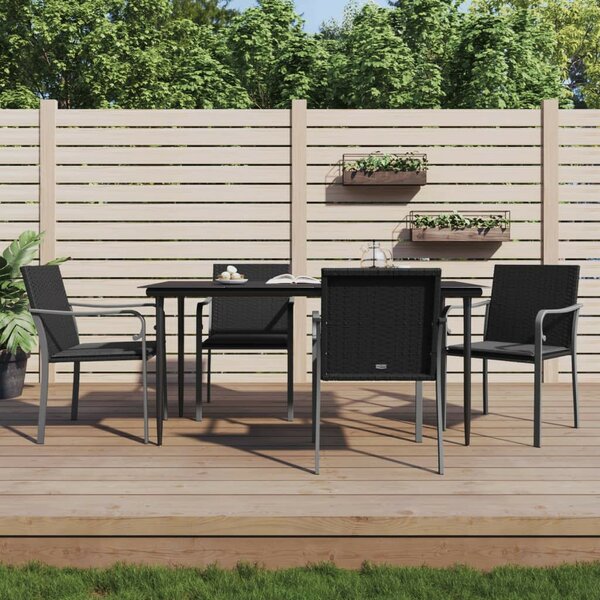 VidaXL 5-részes polyrattan és acél kerti étkezőgarnitúra párnával