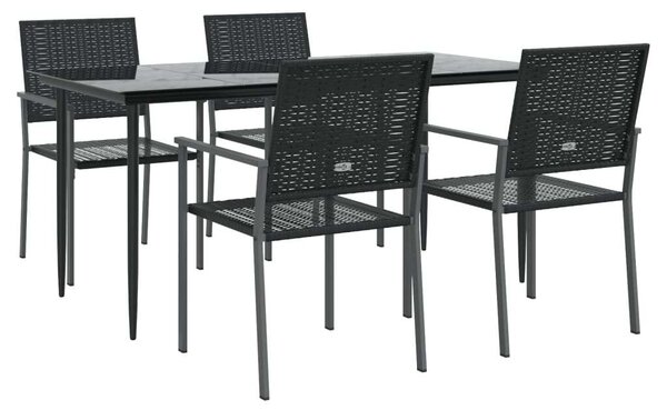 VidaXL 5-részes polyrattan és acél kerti étkezőgarnitúra