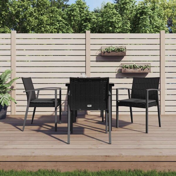 VidaXL 5-részes polyrattan és acél kerti étkezőgarnitúra párnával
