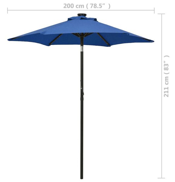 Blumfeldt Azúrkék Napernyő - LED - 200cm