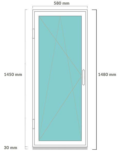 DANUSA WDS BASIC 60x150 cm, egyszárnyú műanyag ablak, bukó-nyíló