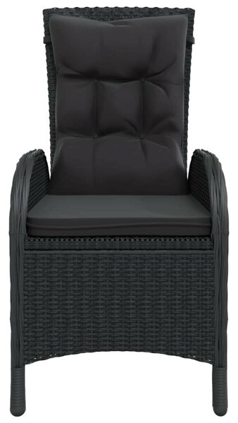 3 részes fekete polyrattan kerti étkezőgarnitúra párnákkal