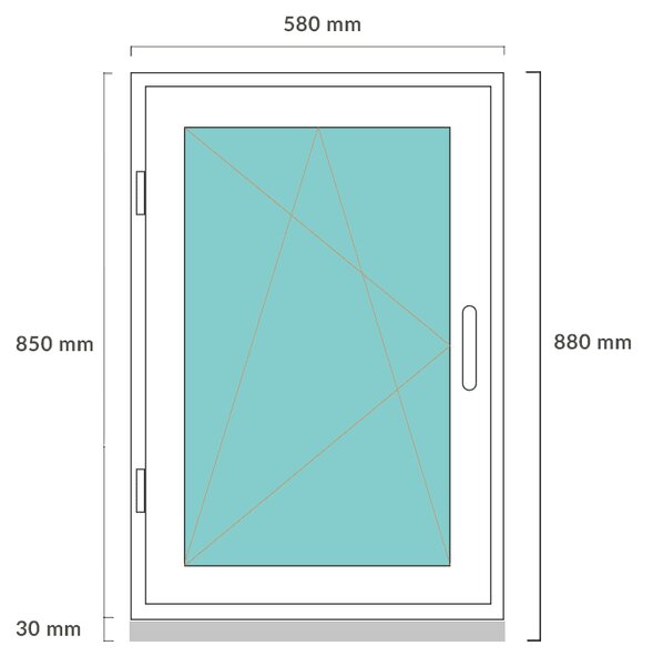 DANUSA WDS BASIC 60x90 cm, egyszárnyú műanyag ablak, bukó-nyíló