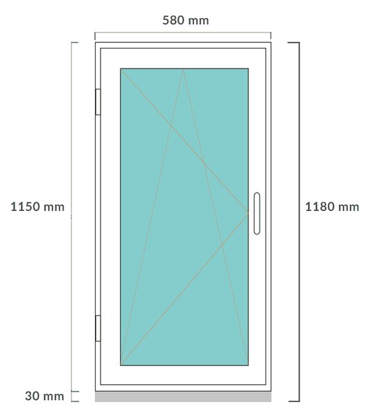 DANUSA WDS BASIC 60x120 cm, egyszárnyú műanyag ablak, bukó-nyíló