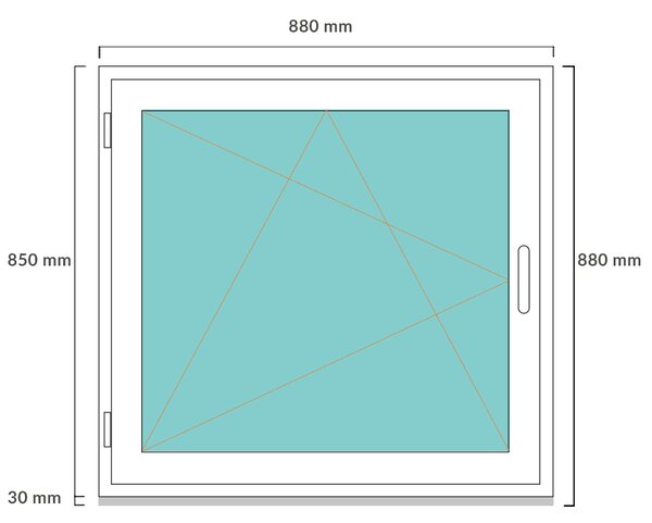 DANUSA WDS BASIC 90x90 cm, egyszárnyú műanyag ablak, bukó-nyíló