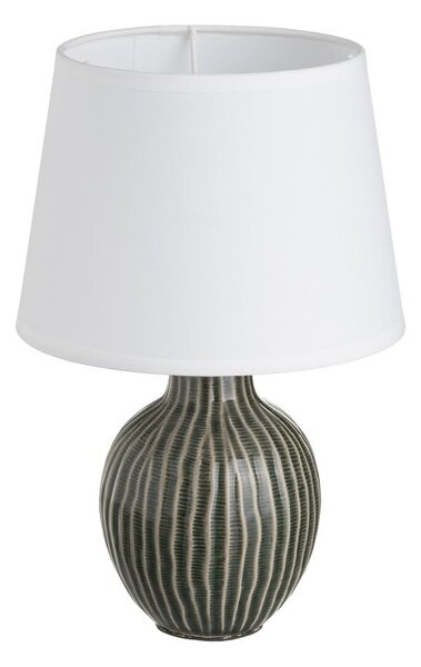Black Friday - Sötétzöld kerámia asztali lámpa textil búrával (magasság 28 cm) – Casa Selección
