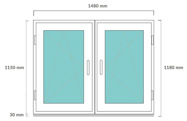 DANUSA WDS BASIC 150x120 cm, kétszárnyú műanyag ablak, bukó-nyíló