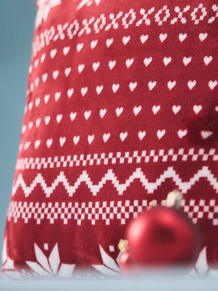 Sinsay - Karácsonyi díszpárna skandináv mintával - piros