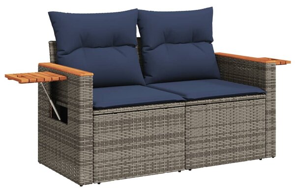 8 részes szürke polyrattan kerti ülőgarnitúra párnával
