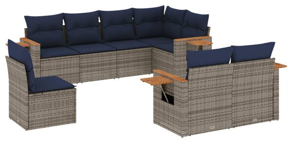 8 részes szürke polyrattan kerti ülőgarnitúra párnával