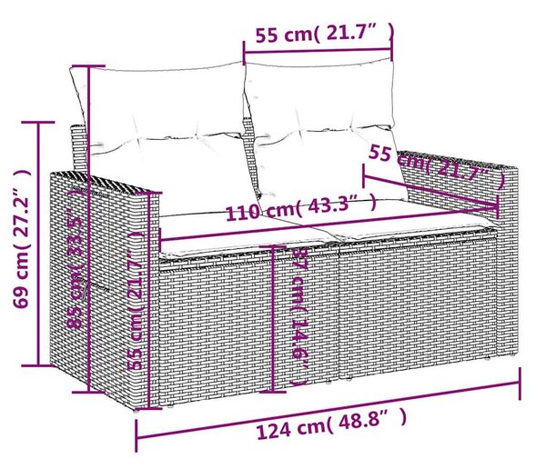 VidaXL Polyrattan Kerti Ülőgarnitúra - 11 részes