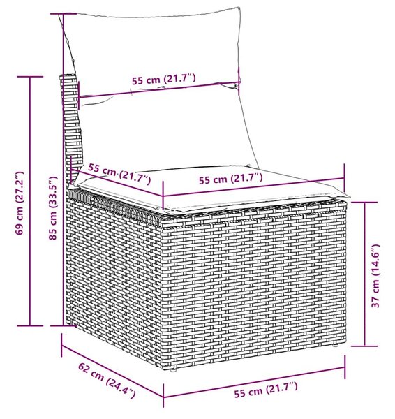 VidaXL Polyrattan Kerti Ülőgarnitúra - 11 részes