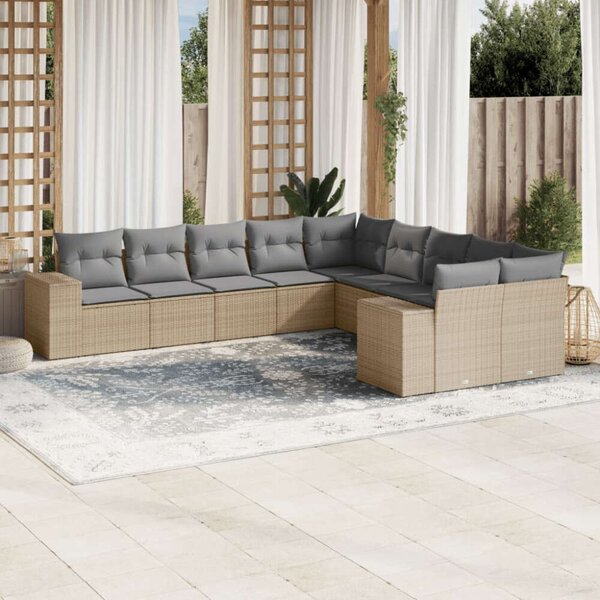 VidaXL Polyrattan Kerti Ülőgarnitúra - Bézs - 10 részes