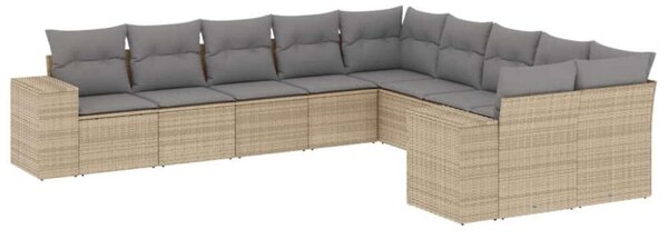 VidaXL Polyrattan Kerti Ülőgarnitúra - Bézs - 10 részes