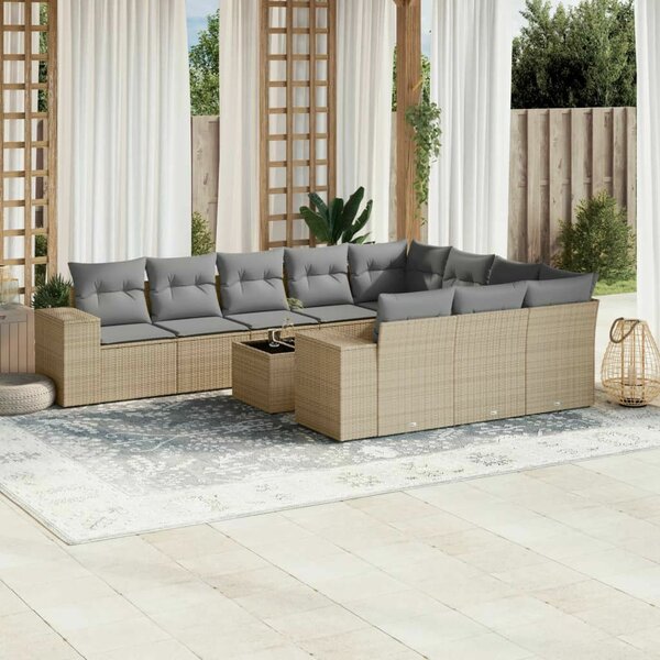 VidaXL Polyrattan Kerti Ülőgarnitúra - 11 részes - Bézs