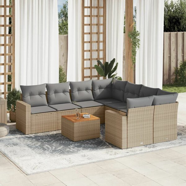 VidaXL Polyrattan Kerti Ülőgarnitúra - 9 részes - Bézs