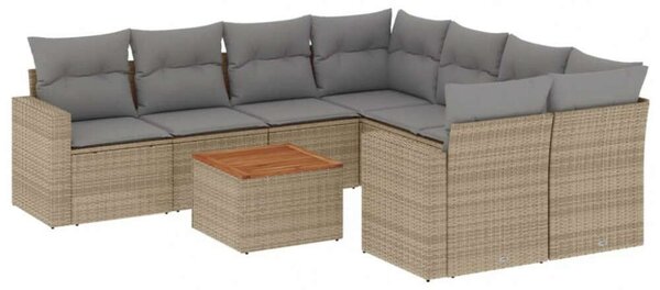 VidaXL Polyrattan Kerti Ülőgarnitúra - 9 részes - Bézs